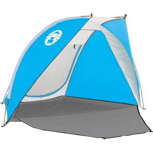 Coleman Beach Shade Canopy Tent Lightweight & Portable Beach Shade Sets Up in 5 Minutes UPF 50+ Sun Protection Includes Sand Bags & Stakes to Withstand Wind Great for Park Yard Picnics(Caribbean Blue)