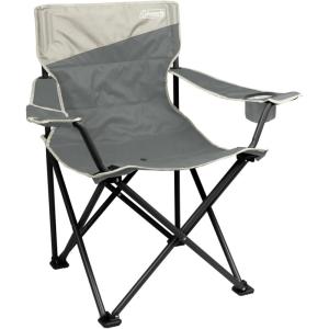 Coleman Big-N-Tall Camping Chair with Cup Holder & Side Pocket, Water-Resistant XL Outdoor Seat Supports up to 600 lbs, Great for Camping, Tailgating, Firepits, Patio, & More(Grey)