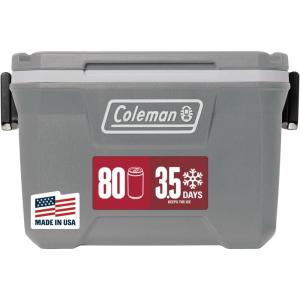 Coleman Classic Series Insulated Portable Cooler, Leak-Resistant Outdoor Hard Cooler Keeps Ice up to 5 Days, 52/70/120/150 Quart(Rock Grey)