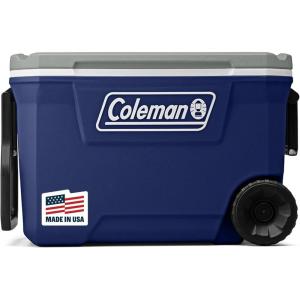 Coleman Classic Series Insulated Portable Rolling Cooler with Wheels, Leak-Resistant Outdoor Hard Cooler Keeps Ice up to 5 Days, 100-Quart(Twilight)