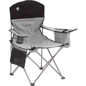 Coleman Portable Camping Chair with 4-Can Cooler, Cushioned Seat & Back with Side Pockets & Cup Holder, Carry Bag Included, Great for Camping, Tailgating, Firepits, Patio, & More(Grey)
