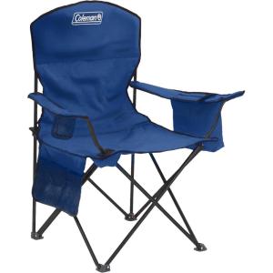 Coleman Portable Camping Chair with 4-Can Cooler, Cushioned Seat & Back with Side Pockets & Cup Holder, Carry Bag Included, Great for Camping, Tailgating, Firepits, Patio, & More(Blue)
