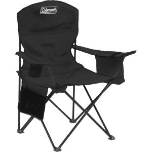 Coleman Portable Camping Chair with 4-Can Cooler, Cushioned Seat & Back with Side Pockets & Cup Holder, Carry Bag Included, Great for Camping, Tailgating, Firepits, Patio, & More(Black)