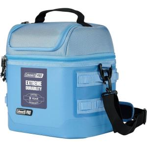 Coleman Pro 24-Can Premium Soft Cooler Lunchbox, Fully Insulated Lid & Body Stays Cold up to 35 Hours, Great for Camping, Tailgating, Parties, Sports, Concerts, Lunches & More(Blue Sky)