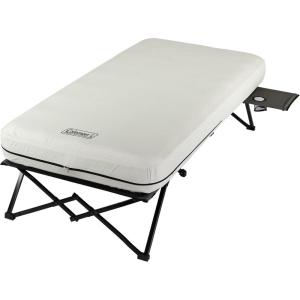 Coleman Queen-Size Airbed Cot Combination, Folding Air Mattress with Steel Frame & Side Table, Battery Pump Included, Great for Camping, Lounging, Elevated Sleeping, Guests, & More(Cot)