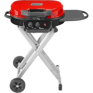 Coleman RoadTrip 225 Portable Propane Grill, 2-Burner Gas Grill with Matchless Ignition & Adjustable Temperature Control, 11,000 BTUs of Power for Grilling, Tailgating, Camping, BBQ, & More(Red)