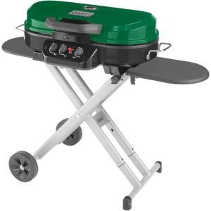 Coleman RoadTrip 285 Portable Stand-Up Propane Grill with 3 Adjustable Burners & Instastart Ignition, 20,000 BTUs of Power for Outdoor Cooking, Camping, Tailgating, Grilling, BBQs, & More(Green)