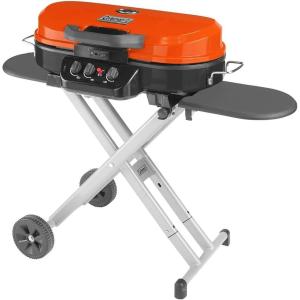 Coleman RoadTrip 285 Portable Stand-Up Propane Grill with 3 Adjustable Burners & Instastart Ignition, 20,000 BTUs of Power for Outdoor Cooking, Camping, Tailgating, Grilling, BBQs, & More(Orange)