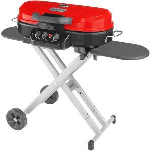 Coleman RoadTrip 285 Portable Stand-Up Propane Grill with 3 Adjustable Burners & Instastart Ignition, 20,000 BTUs of Power for Outdoor Cooking, Camping, Tailgating, Grilling, BBQs, & More(Red)