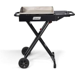 Coleman Roadtrip Griddle 19″ or 24″ Propane Griddle with Instastart Ignition Even Heat Distribution Grease Tray & Optional Lid; Portable with Scissor Legs and Wheels(Black)