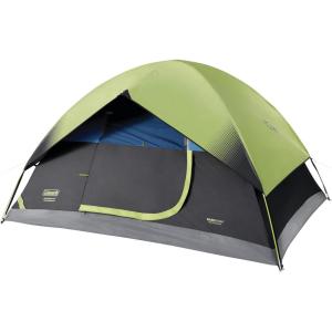 Coleman Sundome Dark Room 4/6 Person Tent, Blocks 90% of Sunlight to Keep Inside Cool, Weatherproof Tent with Rainfly Sets Up in Minutes(4-Person)