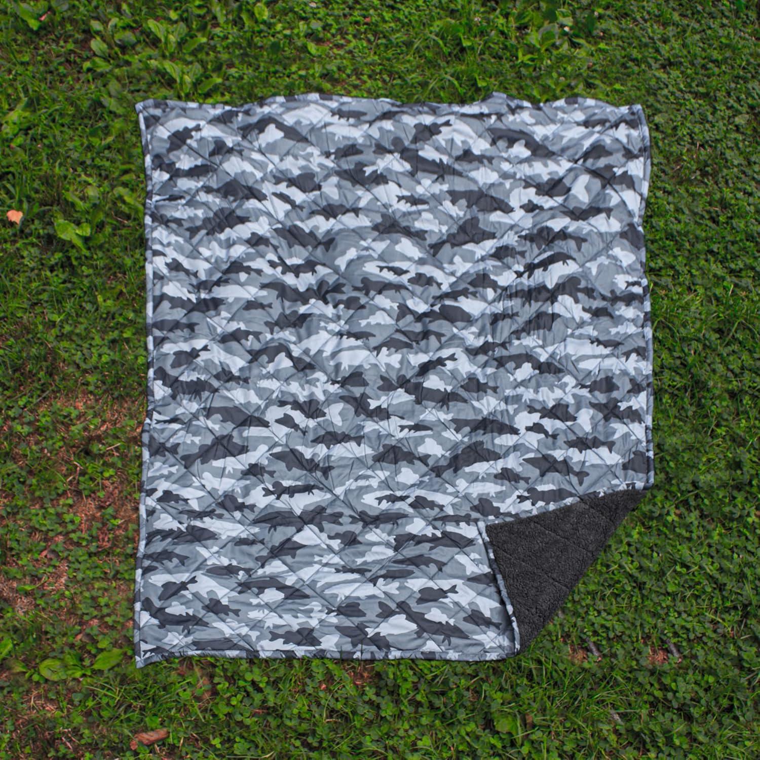 imageCathay Home Coleman Indoor Outdoor Reversible Water Resistant and Sherpa Throw Blanket 50x60 Inch Taupe CMTH107Blue
