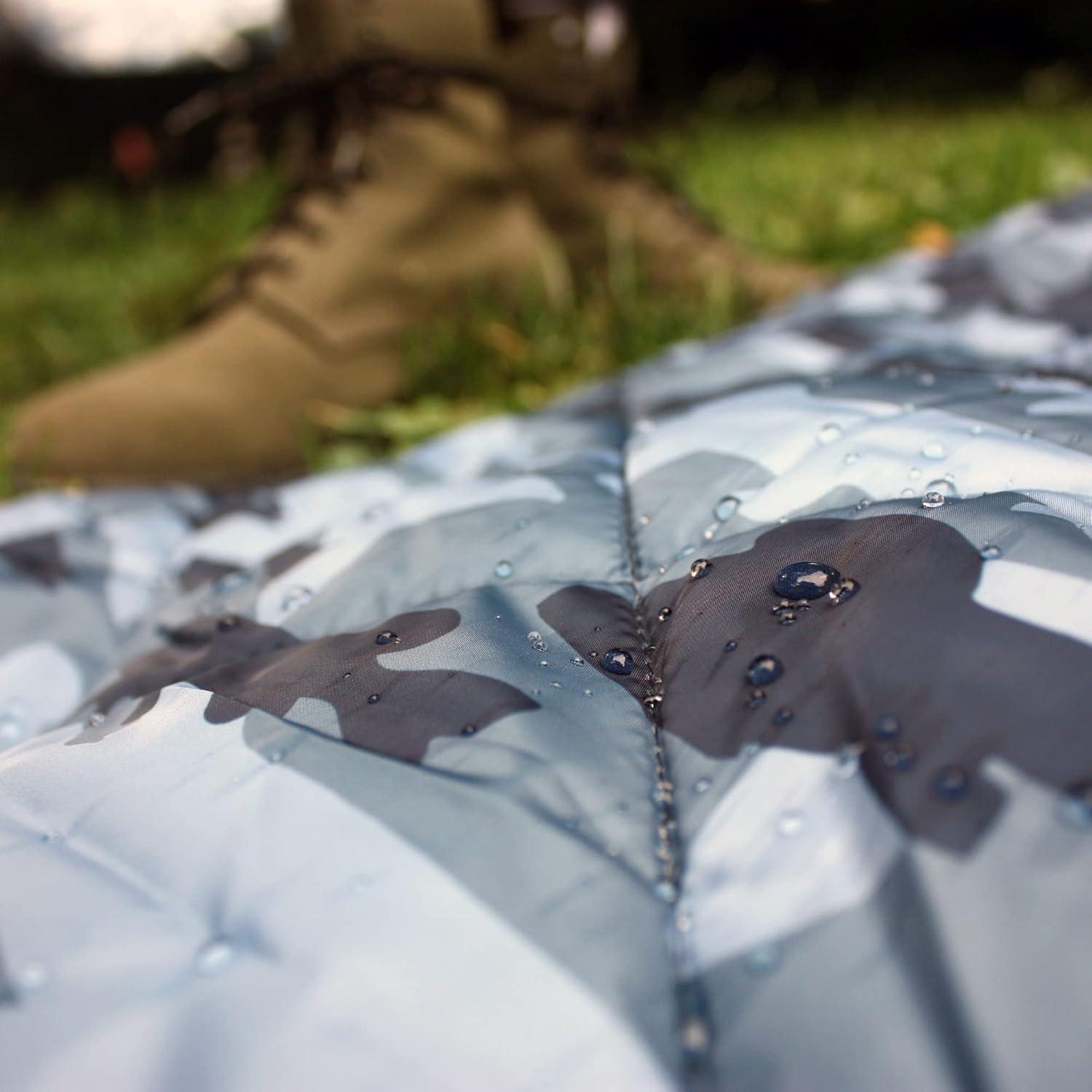 imageCathay Home Coleman Indoor Outdoor Reversible Water Resistant and Sherpa Throw Blanket 50x60 Inch Taupe CMTH107Blue