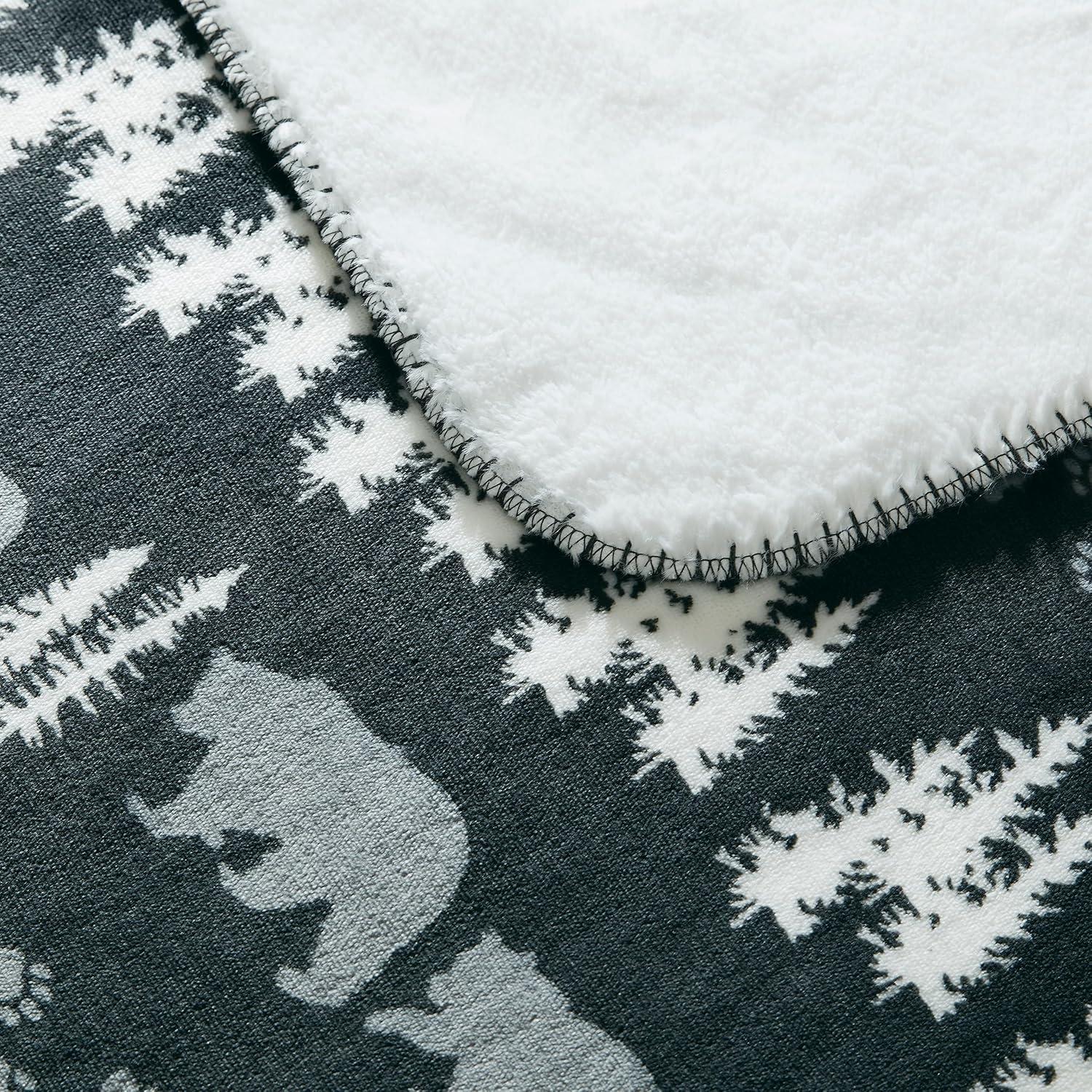 imageCathay Home Coleman Indoor Outdoor Reversible Water Resistant and Sherpa Throw Blanket 50x60 Inch Taupe CMTH107Grey