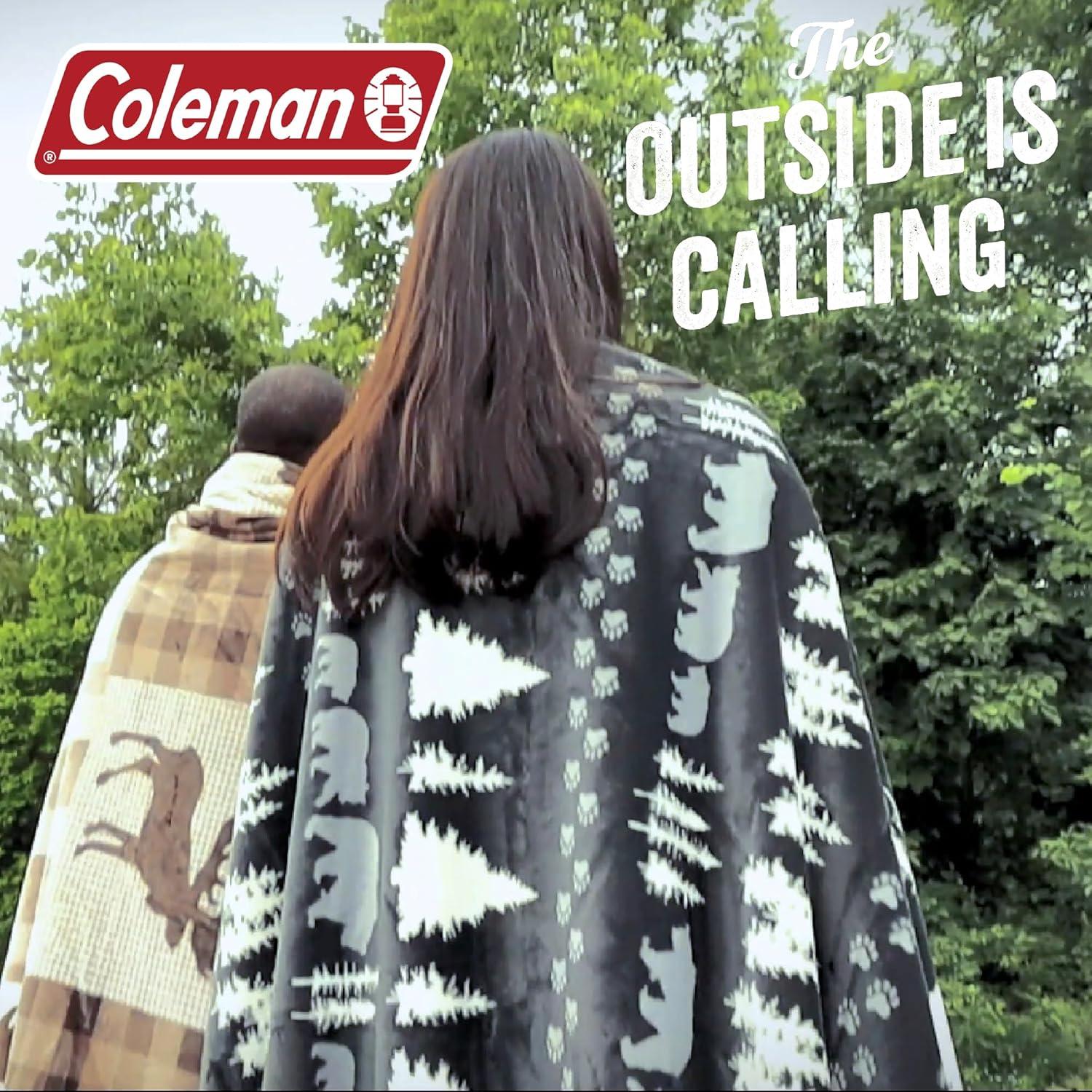 imageCathay Home Coleman Indoor Outdoor Reversible Water Resistant and Sherpa Throw Blanket 50x60 Inch Taupe CMTH107Grey
