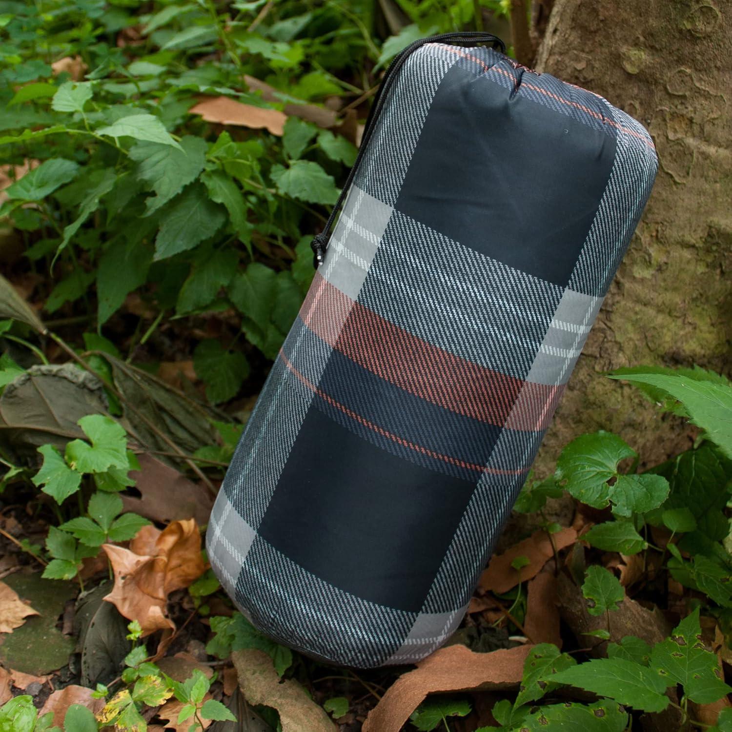 imageCathay Home Coleman Indoor Outdoor Reversible Water Resistant and Sherpa Throw Blanket 50x60 Inch Taupe CMTH107Navy