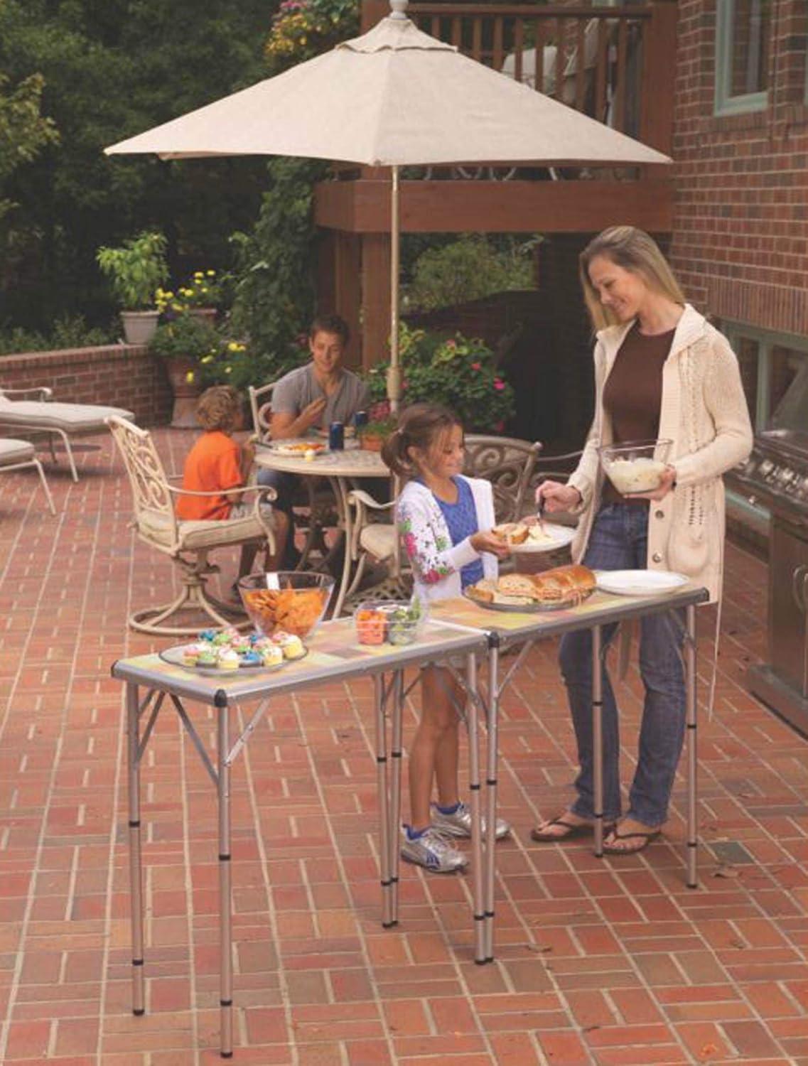 imageColeman 4in1 Outdoor Folding Table Lightweight Camping Table with 3 Adjustable Heights ampamp Carry Handle Great for PatioDeck Camping Tailgating ampamp More