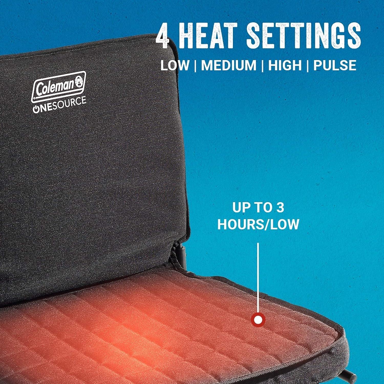imageColeman OneSource Rechargeable Heated Seats Heated Camping Chair Chair Pad ampamp Stadium Seat for CoolWeather Outdoor Lounging Tailgating ampamp CampingStadium Seat