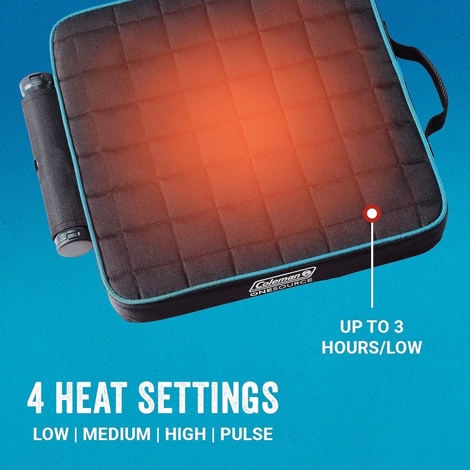 imageColeman OneSource Rechargeable Heated Seats Heated Camping Chair Chair Pad ampamp Stadium Seat for CoolWeather Outdoor Lounging Tailgating ampamp CampingChair Pad