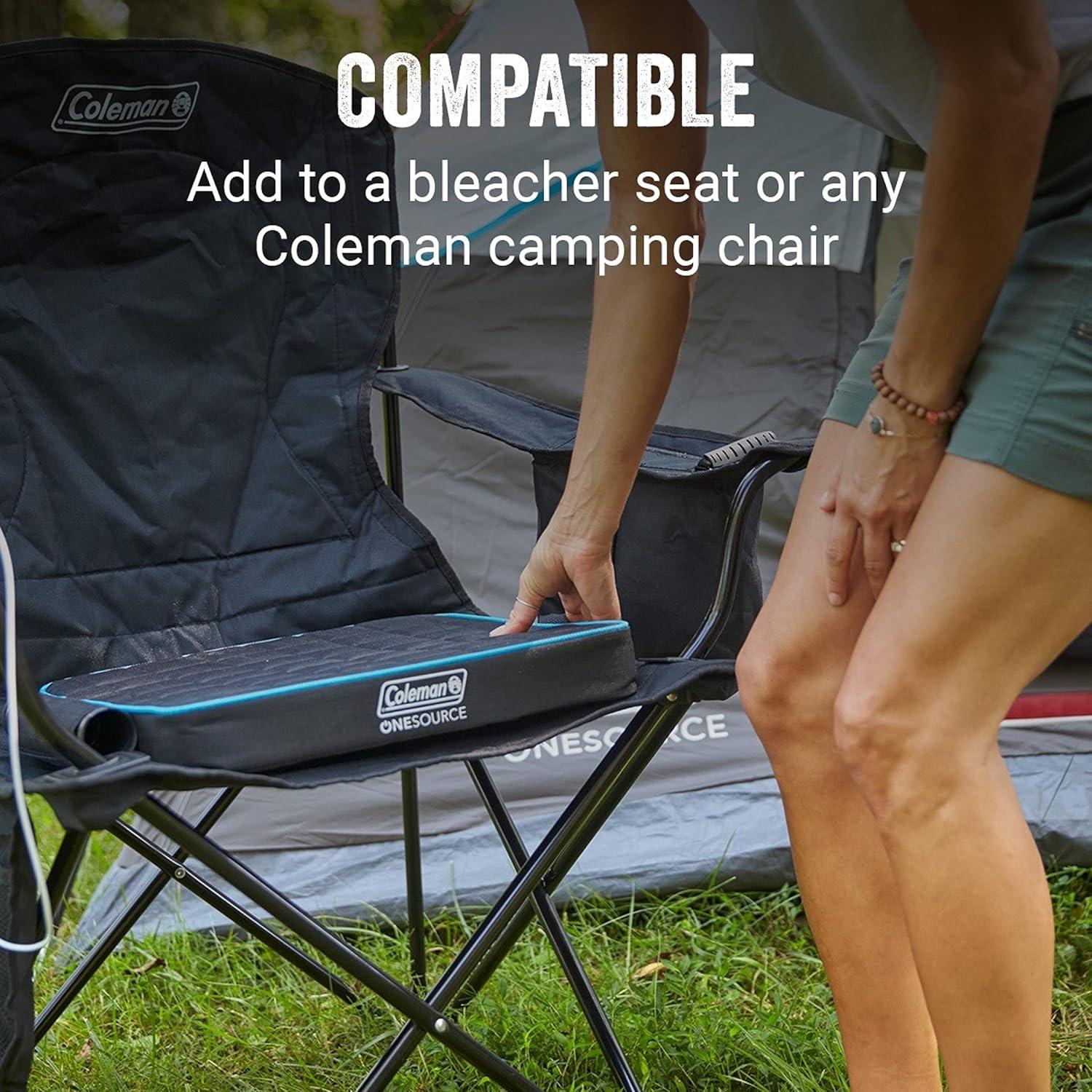 imageColeman OneSource Rechargeable Heated Seats Heated Camping Chair Chair Pad ampamp Stadium Seat for CoolWeather Outdoor Lounging Tailgating ampamp CampingChair Pad