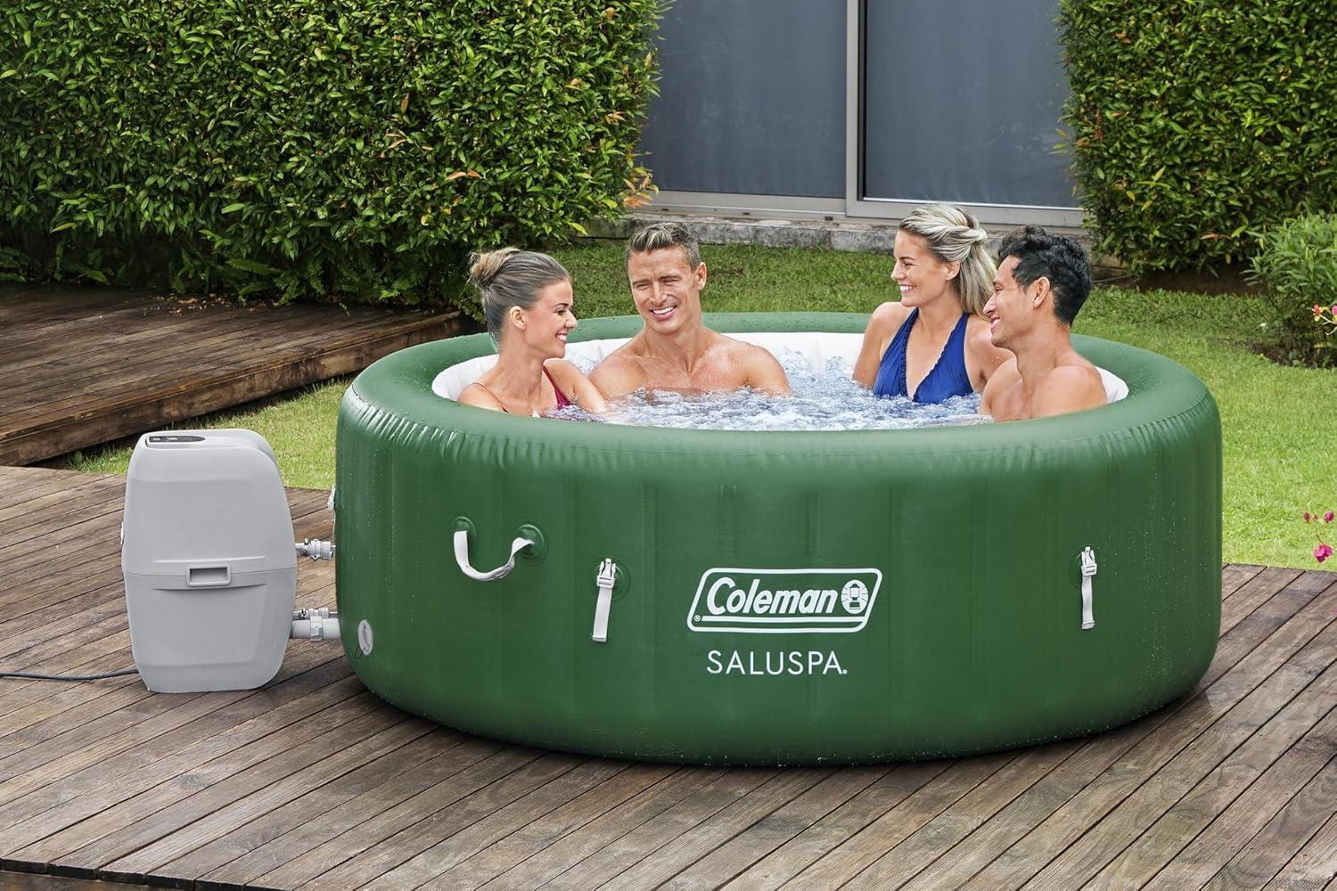 imageColeman Palm Springs 4 to 6 Person EnergySense Smart AirJet Plus Inflatable Hot Tub Outdoor Spa with 140 AirJets and Insulated Cover4 Capacity Forest Green