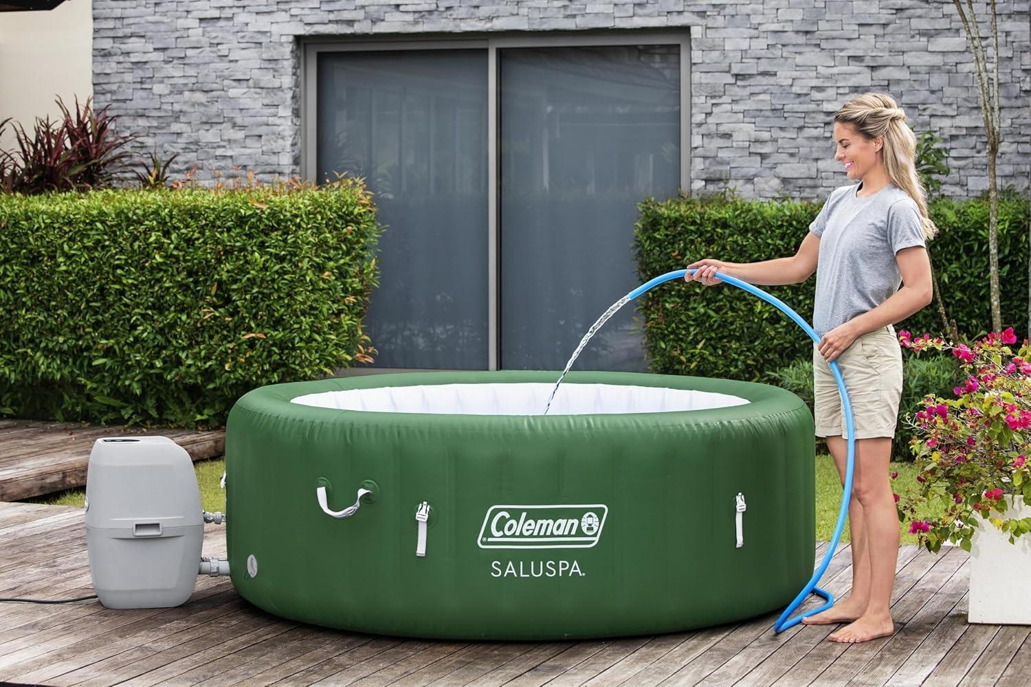 imageColeman Palm Springs 4 to 6 Person EnergySense Smart AirJet Plus Inflatable Hot Tub Outdoor Spa with 140 AirJets and Insulated Cover4 Capacity Forest Green