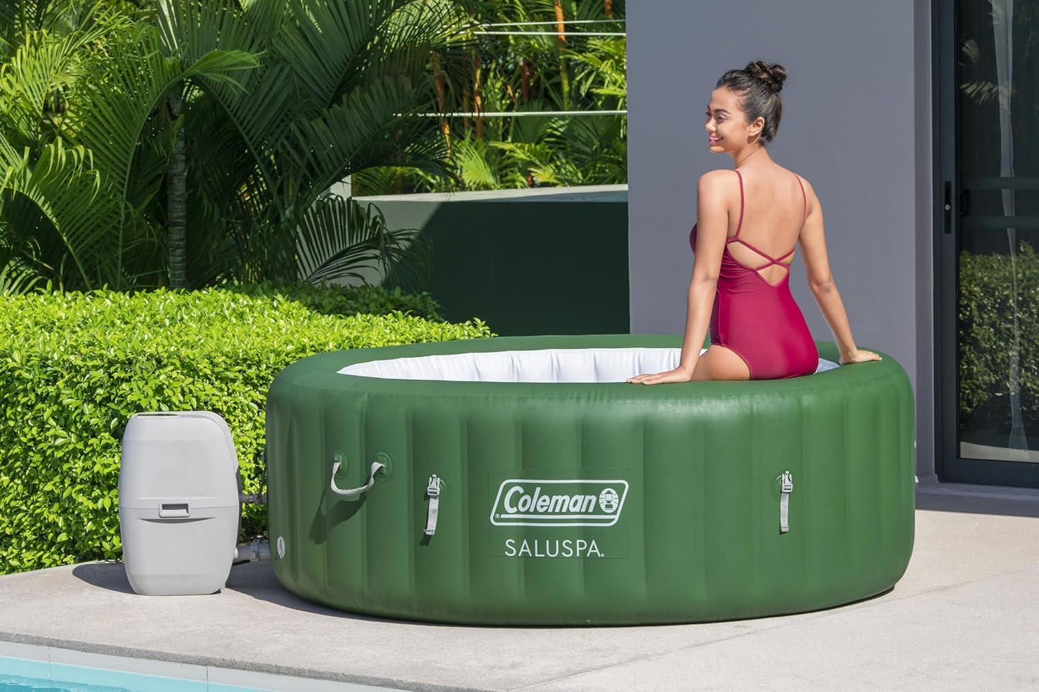 imageColeman Palm Springs 4 to 6 Person EnergySense Smart AirJet Plus Inflatable Hot Tub Outdoor Spa with 140 AirJets and Insulated Cover4 Capacity Forest Green