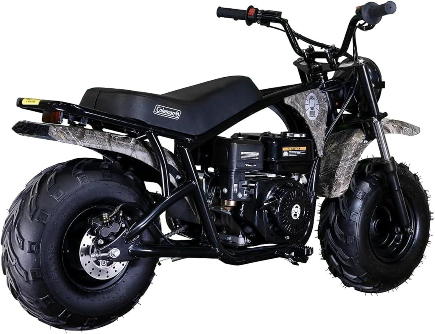 imageColeman Powersports B200C 196cc Gas Powered Camo Minibike for Kids and Adults 1Cylinder 4Stroke 23 Mph 200 lbs Maximum Load Ideal for OffRoad and Trail Riding