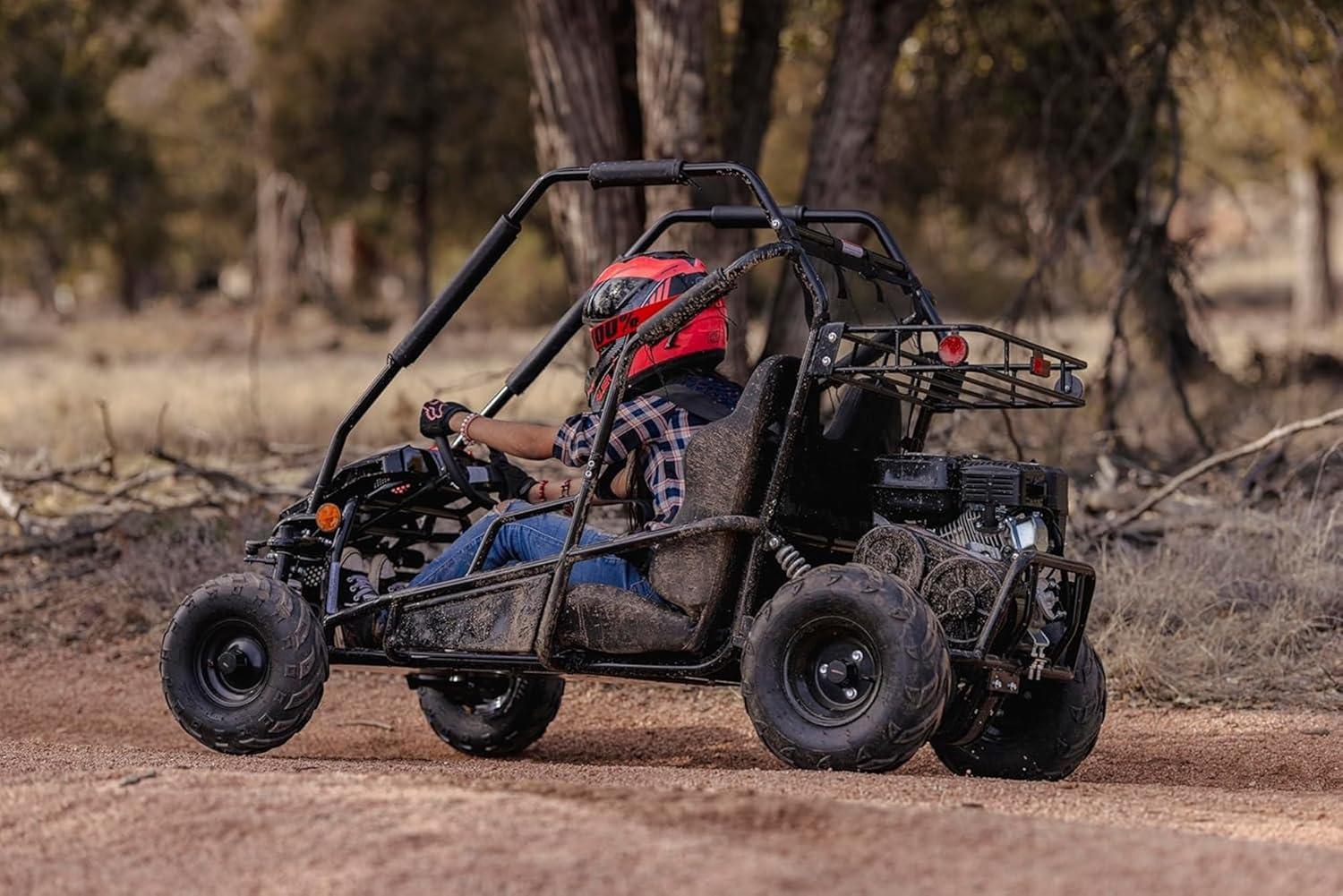 imageColeman Powersports GK200 196cc Gas Powered Dual Seat GoKart Reverse Gear Adjustable Suspension 275 lbs Maximum Load Off Road Adventure VehicleBlackRed