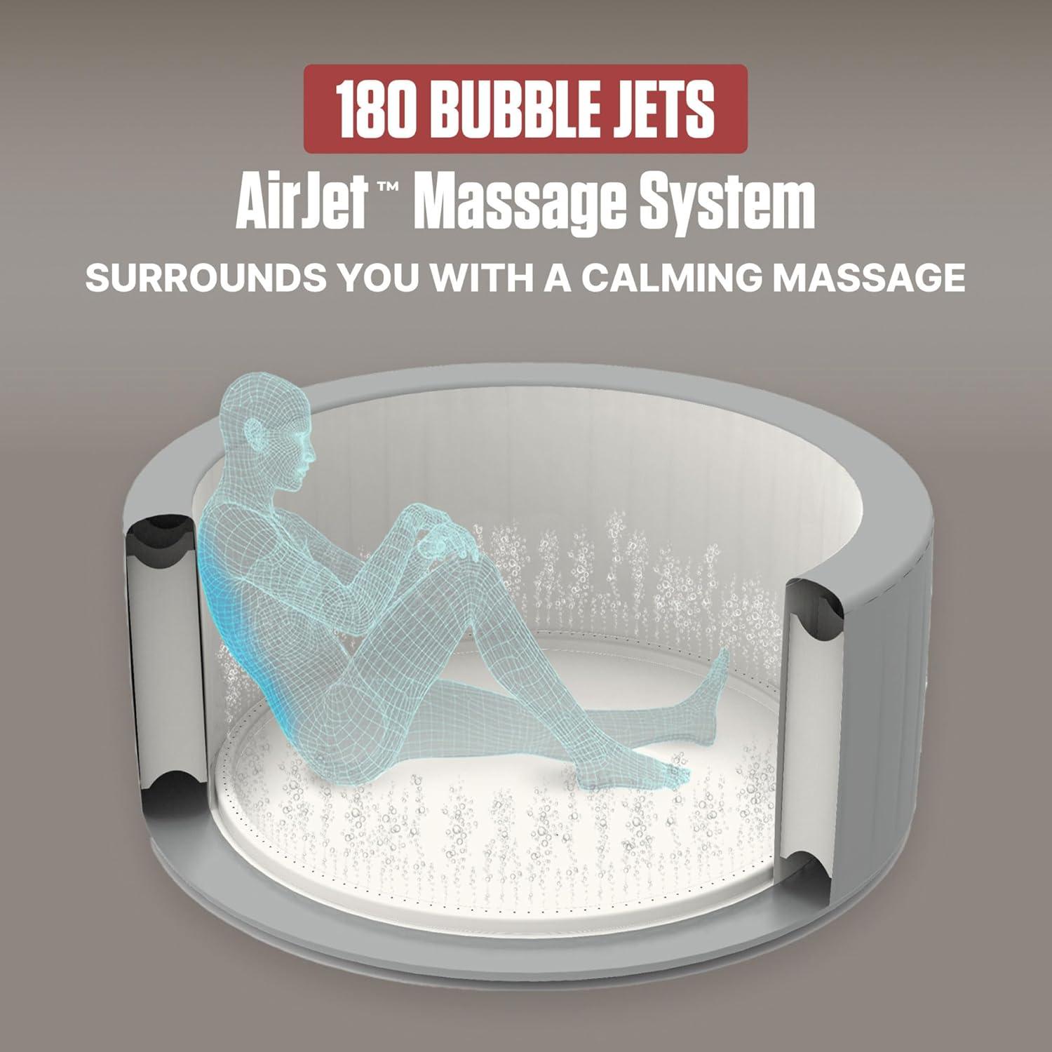 imageColeman SaluSpa AirJet 7 Person Inflatable Hot Tub Round Portable Outdoor Spa with 180 Soothing AirJets and Insulated Cover Gray Sicily StandardEnergy Efficient 20