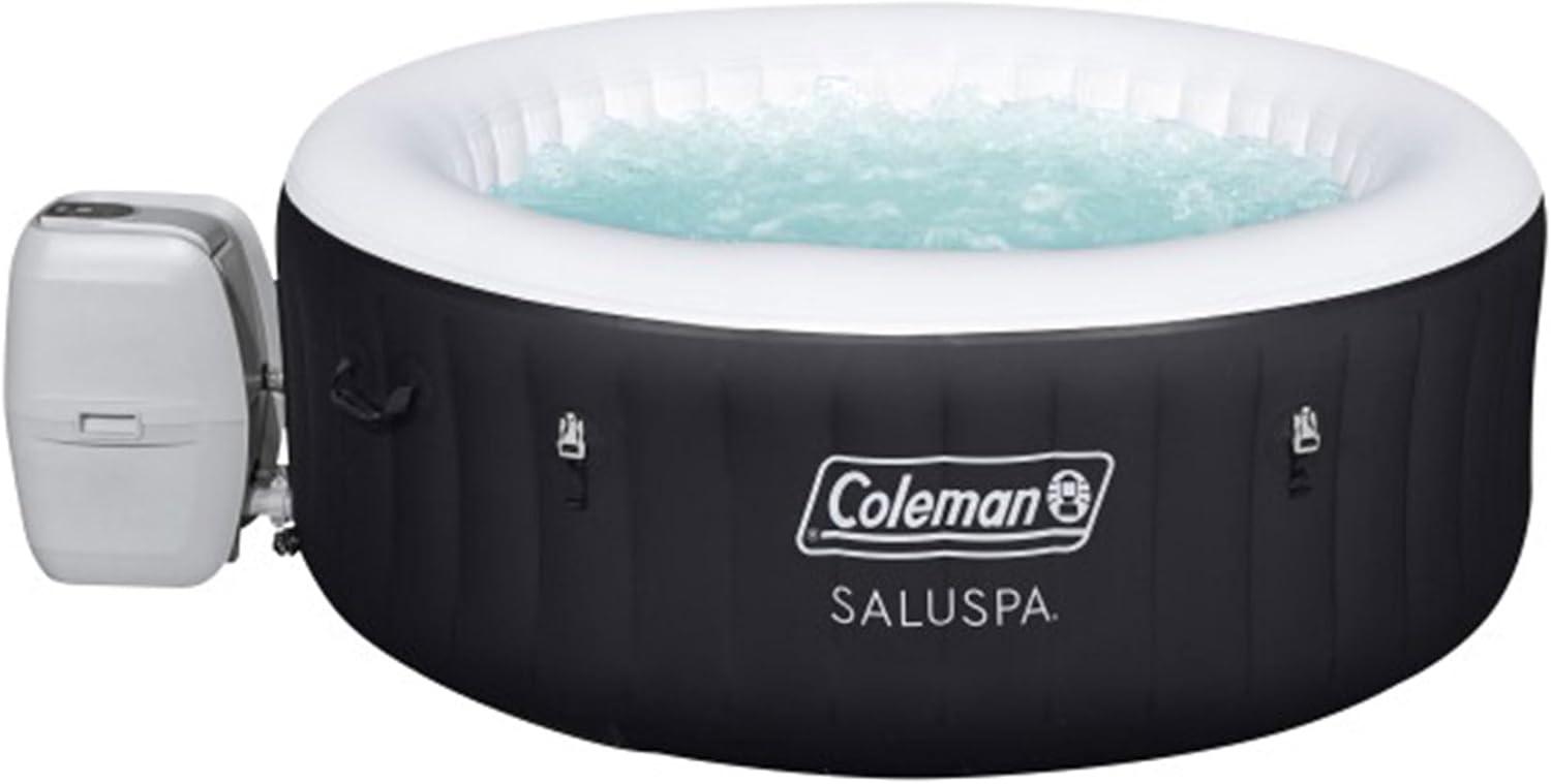 imageColeman SaluSpa Miami AirJet 2 to 4 Person Round Inflatable Hot Tub Portable Outdoor Spa with 120 Soothing AirJets and Insulated Cover BlackBlack