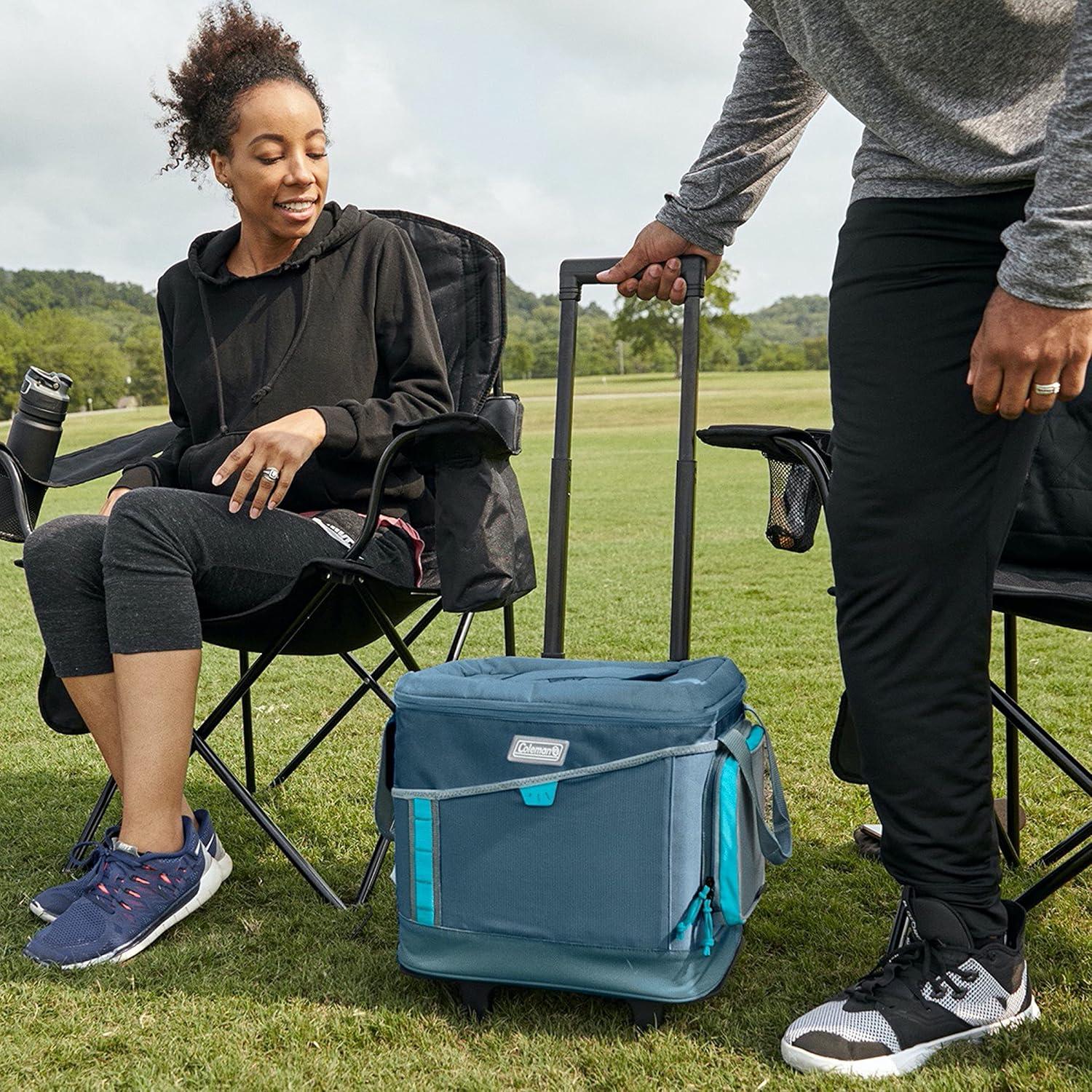 imageColeman Sportflex 42Can Wheeled Soft Cooler Leakproof Cooler with HeavyDuty Wheels ampamp Expandable Pockets Keeps Contents Cold up to 34 Hours