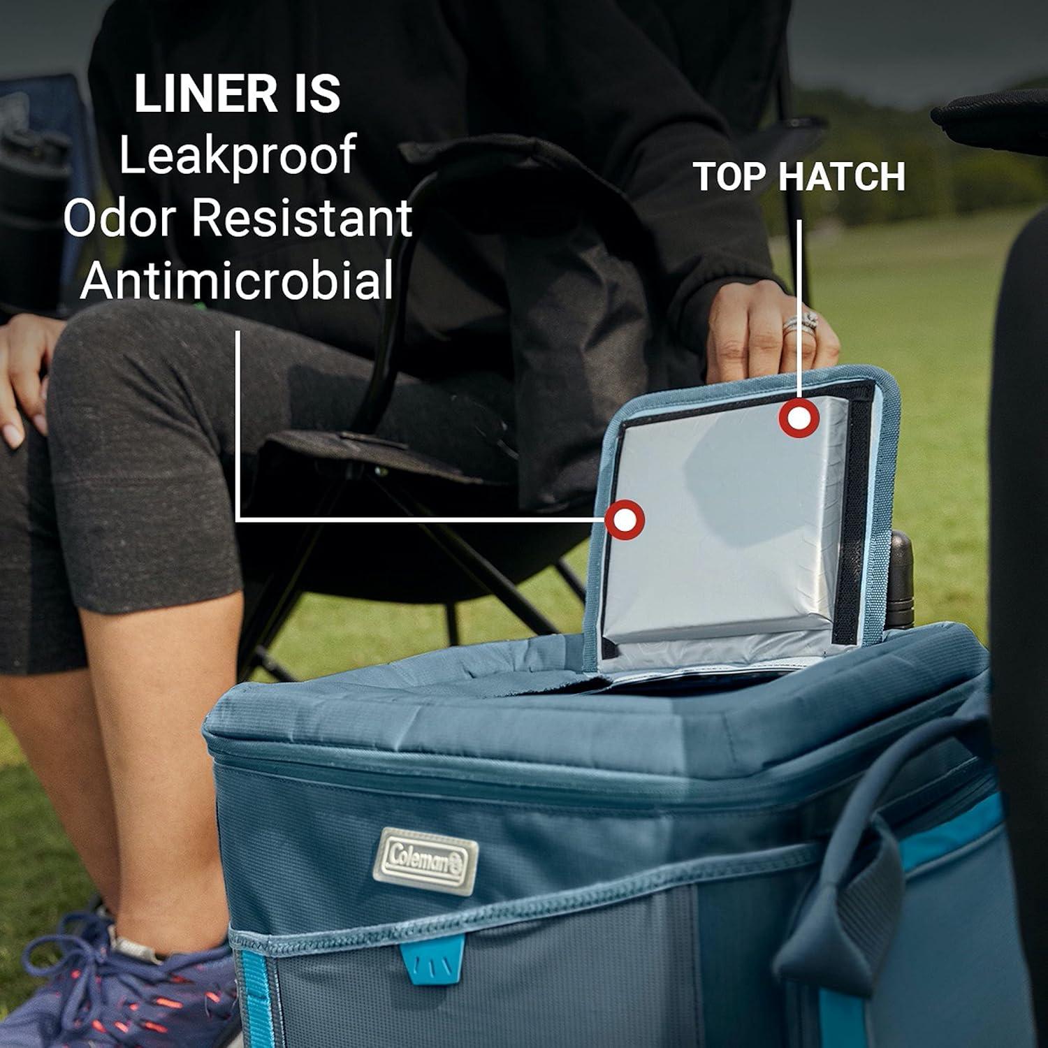 imageColeman Sportflex 42Can Wheeled Soft Cooler Leakproof Cooler with HeavyDuty Wheels ampamp Expandable Pockets Keeps Contents Cold up to 34 Hours