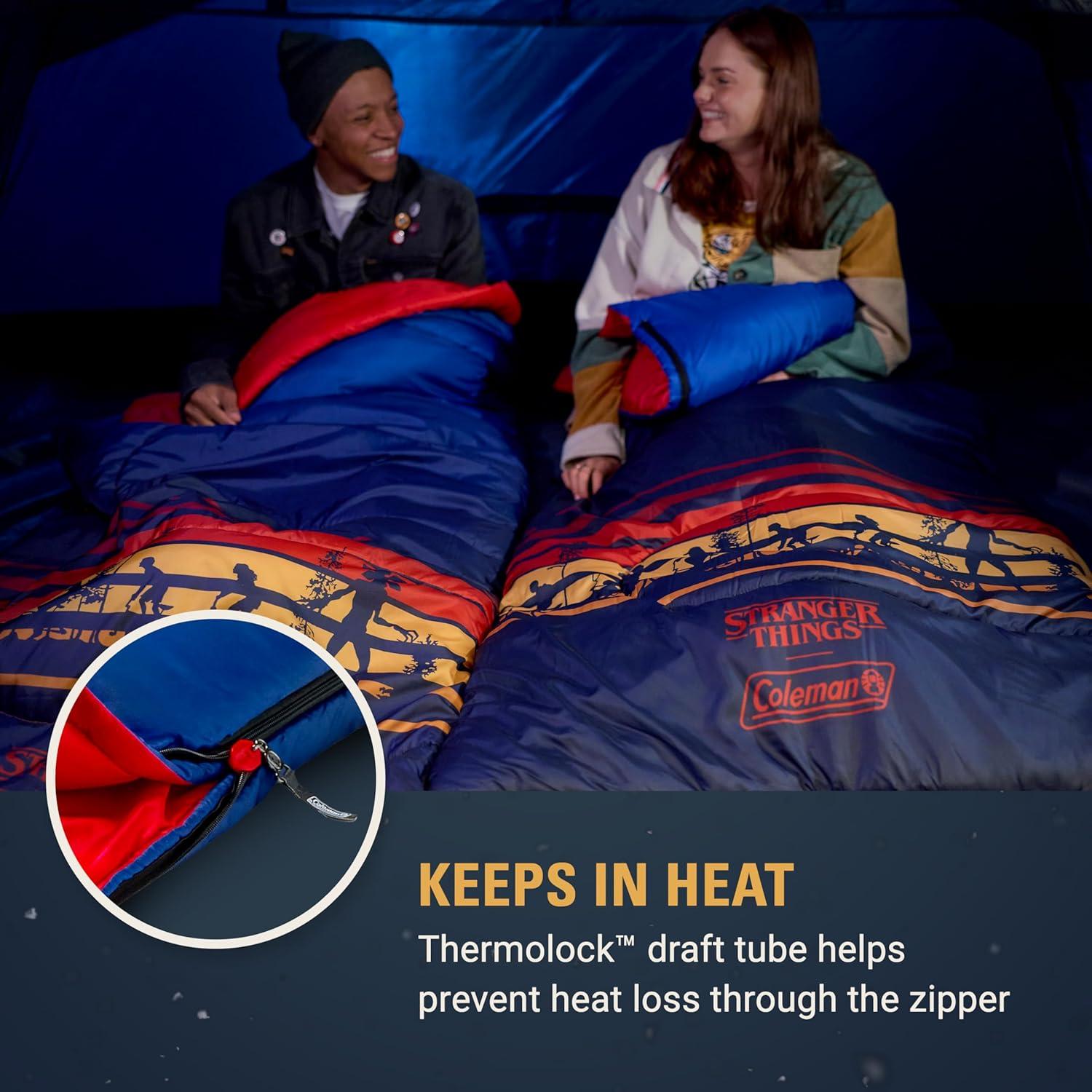 imageColeman Stranger Things Outdoor Gear Collection Limited Edition Stranger Things ampamp Coleman Upside Down Camping Assortment CoolerChairTentSleeping Bag50f Sleeping Bag