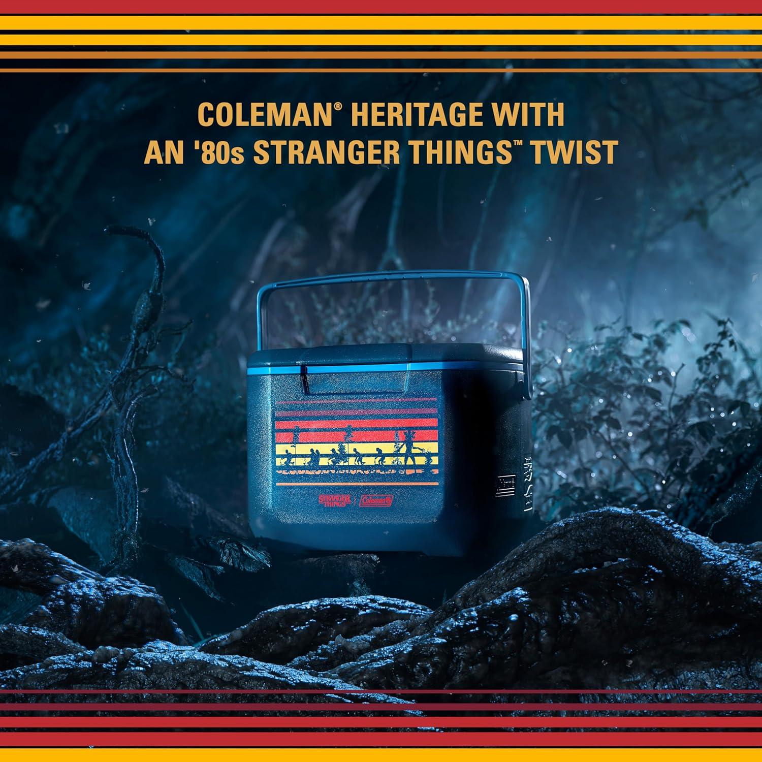 imageColeman Stranger Things Outdoor Gear Collection Limited Edition Stranger Things ampamp Coleman Upside Down Camping Assortment CoolerChairTentSleeping Bag16qt Cooler