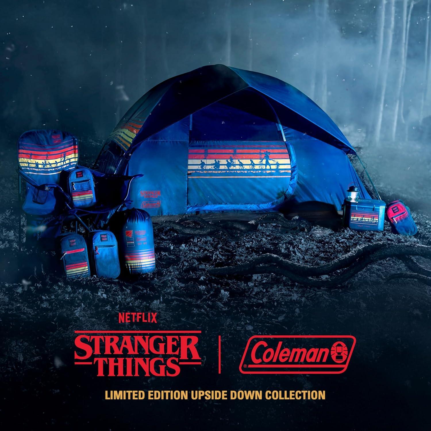 imageColeman Stranger Things Outdoor Gear Collection Limited Edition Stranger Things ampamp Coleman Upside Down Camping Assortment CoolerChairTentSleeping BagQuad Chair