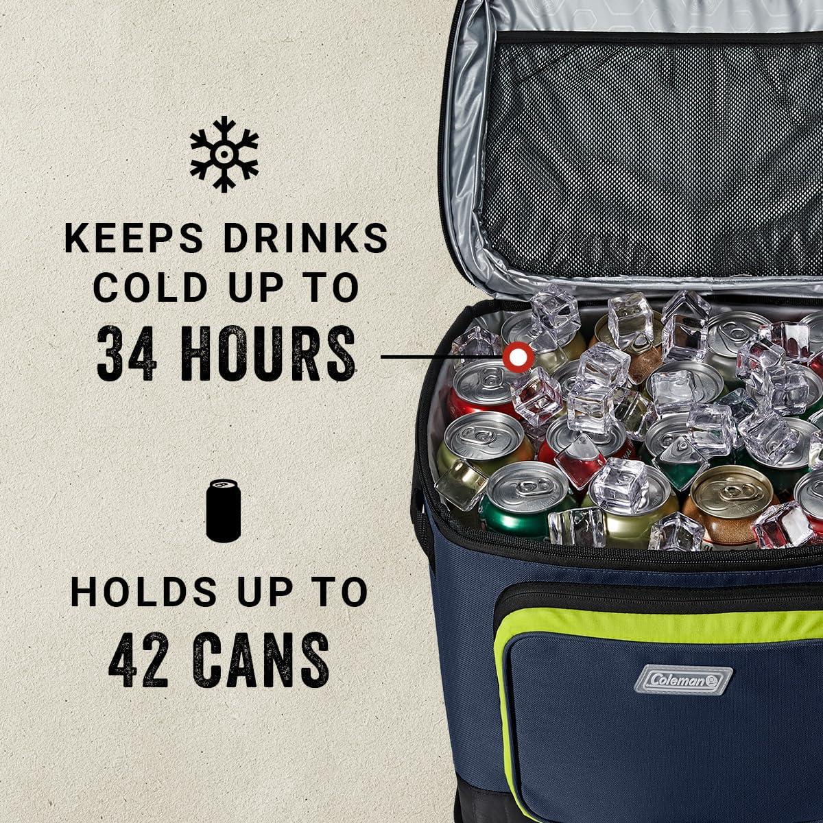 imageColeman XPAND 163042 Can Insulated Soft Cooler with Backpack ampamp Wheeled Cooler Options Portable Ice Chest Keeps Contents Cold up to 24 Hours42Can Wheeled