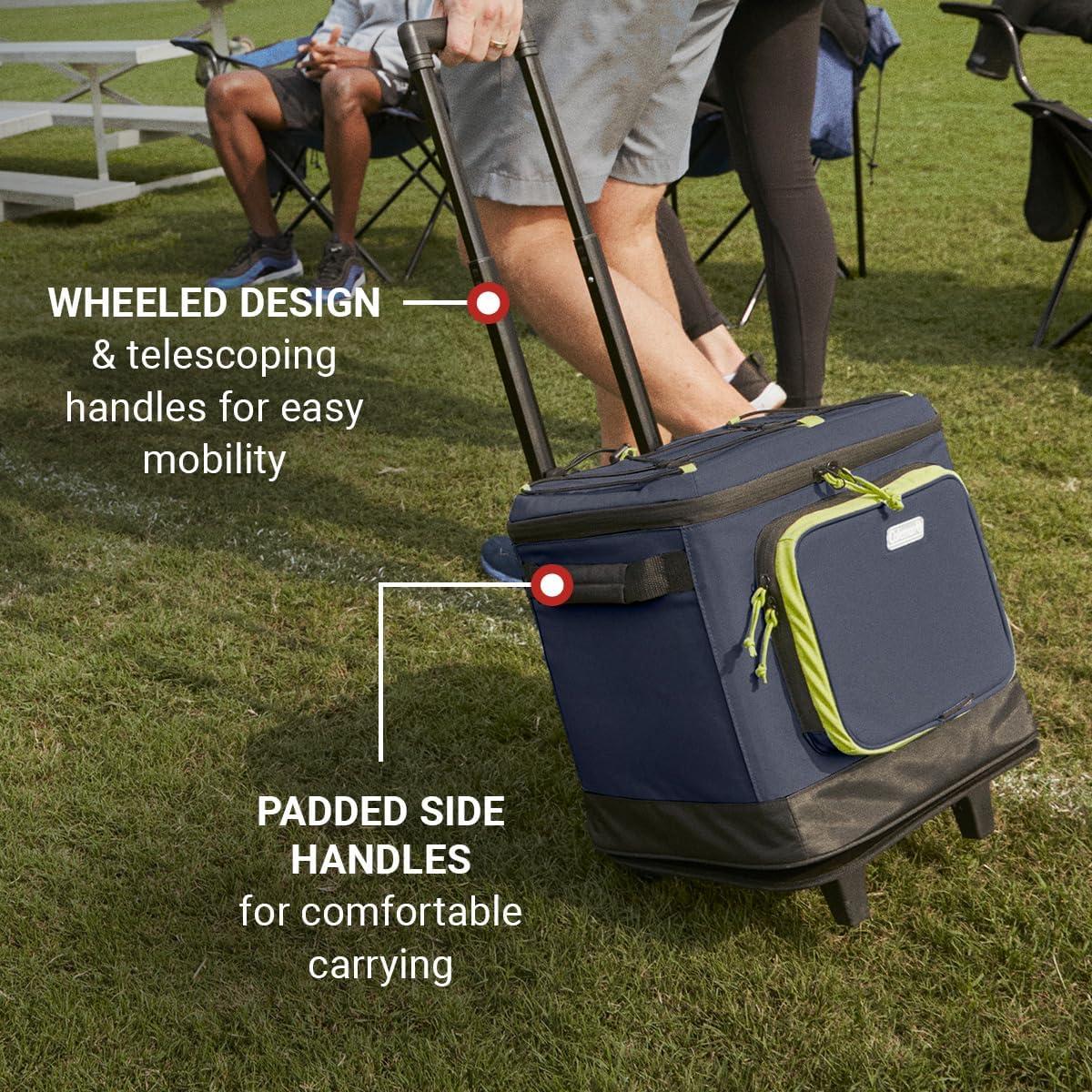 imageColeman XPAND 163042 Can Insulated Soft Cooler with Backpack ampamp Wheeled Cooler Options Portable Ice Chest Keeps Contents Cold up to 24 Hours42Can Wheeled
