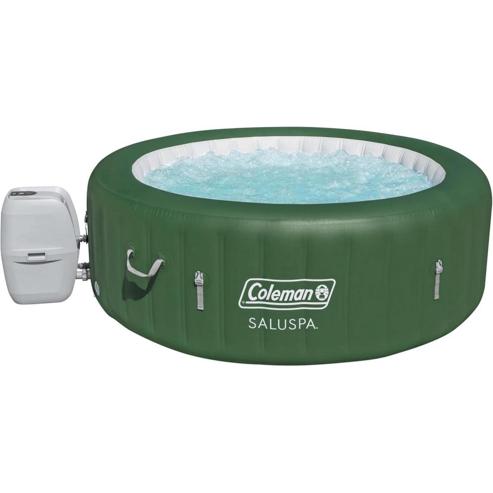 imageColeman Palm Springs 4 to 6 Person EnergySense Smart AirJet Plus Inflatable Hot Tub Outdoor Spa with 140 AirJets and Insulated Cover4 Capacity Forest Green