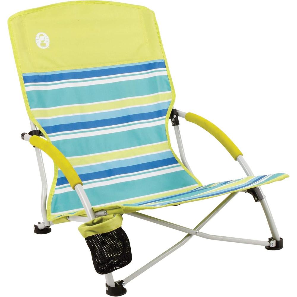 imageColeman Utopia Breeze Lightweight Beach Chair with Cup Holder Comfortable Portable Outdoor Chair with Carry Bag Supports up to 250lbs Great for Beach ampamp YardBeach Chair