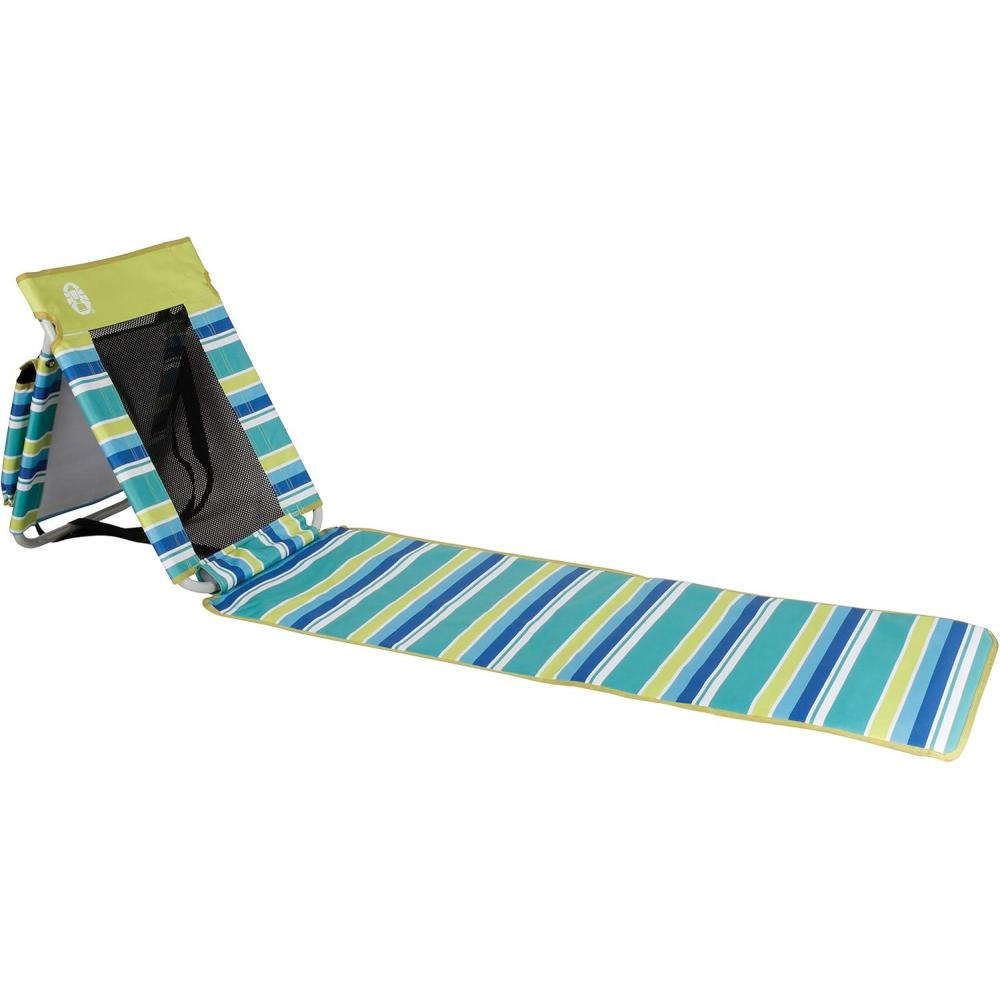 imageColeman Utopia Breeze Reclining Beach Mat with Builtin Cooler Foldable Beach Mat with Mesh Back and Shoulder Straps for Beach Pool Picnic or Backyard RelaxationBeach Mat