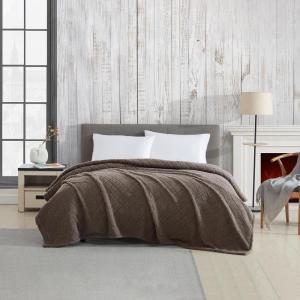 Cathay Home Coleman Oversize Diamond Quilted Teddy Sherpa Fleece Throw Blanket/Bedspread – Home, Sofa, Couch, Outdoor, Travel, Stadium, Sports, Camping, Hiking – Charcoal Brown, Full/Queen (90″x90″)(Charcoal Brown)