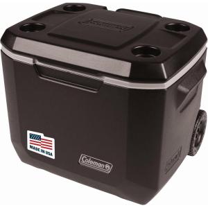 Coleman Xtreme 50qt Rolling Cooler with Wheels, Extra-Walled Insulation Keeps Ice up to 5 Days, Portable Wheeled Hard Chiller(Black)