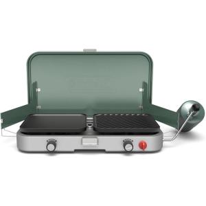 Coleman Cascade Camping Stove Collection – Portable Cooktops with up to 28,000 BTUs & Matchless Lighting, 1/2/3-Burner Options, Great for Outdoor Cooking, Camping, Tailgating, Grilling, BBQs, & More(2-burner W/ Accessories)