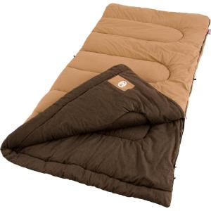 Coleman Dunnock 20°F Big ‘n Tall Sleeping Bag, Cold-Weather Sleeping Bag Fits Adults up to 6ft 4in, Machine Washable, Flannel Liner