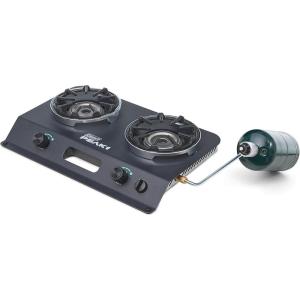 Coleman PEAK1 2-Burner Portable Camping Stove, Premium 20,000 BTUs Gas Stove with Adjustable Burners & Carry Case, Great for Camping, Tailgating, Grilling, BBQ, & More