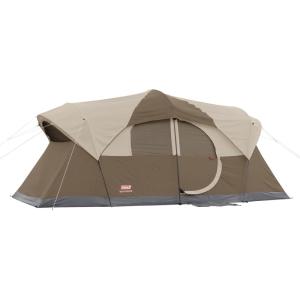 Coleman WeatherMaster 10-Person Camping Tent with Rainfly & Room Divider, Spacious Weatherproof Family Tent with Carry Bag(Pfas-free)