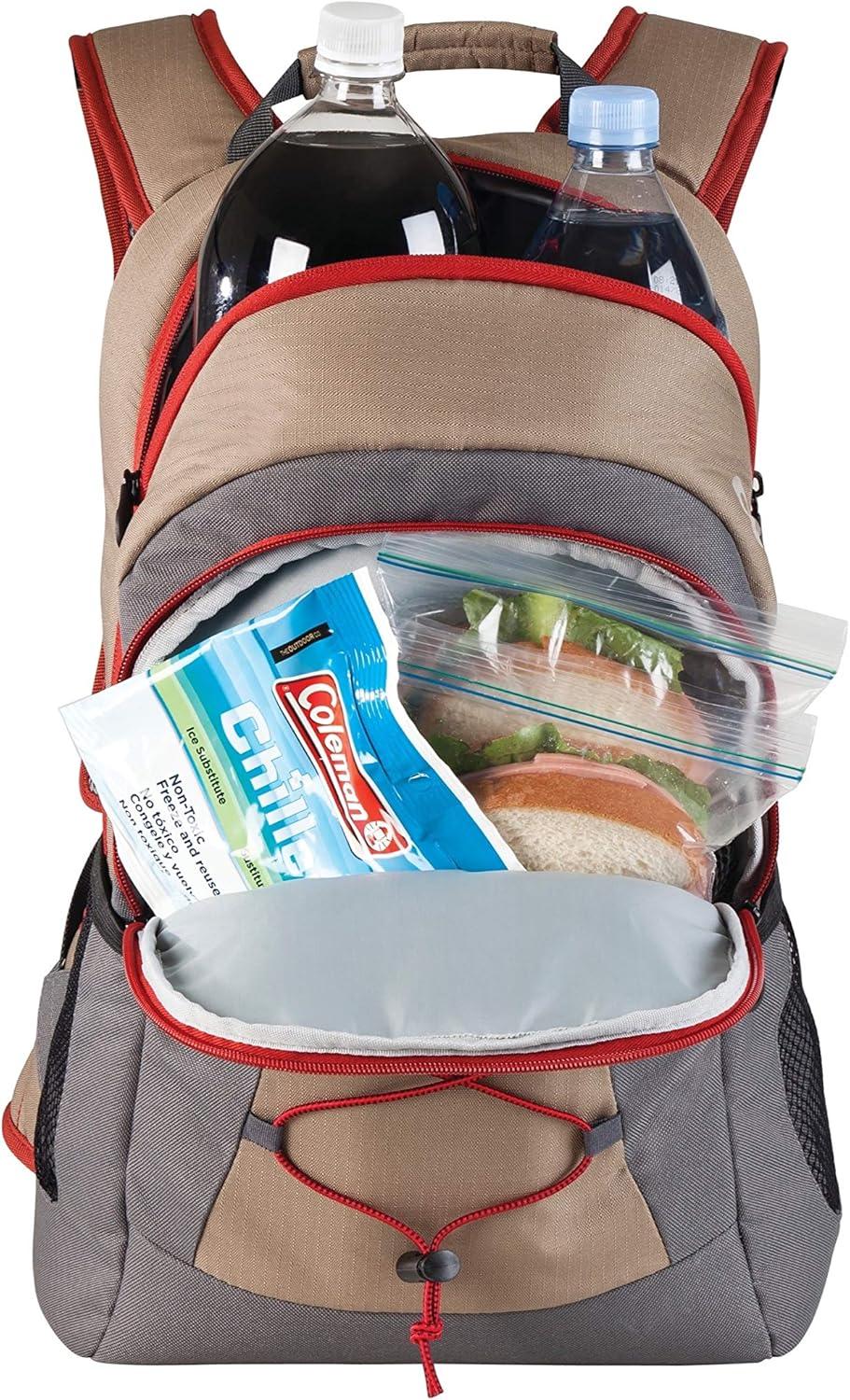 imageColeman Chiller Insulated Backpack Cooler Leakproof 28Can Backpack Cooler with 12 Hour Ice Retention Made with Recycled Materials Great for Beach Camping Hiking Tailgates Groceries ampamp More
