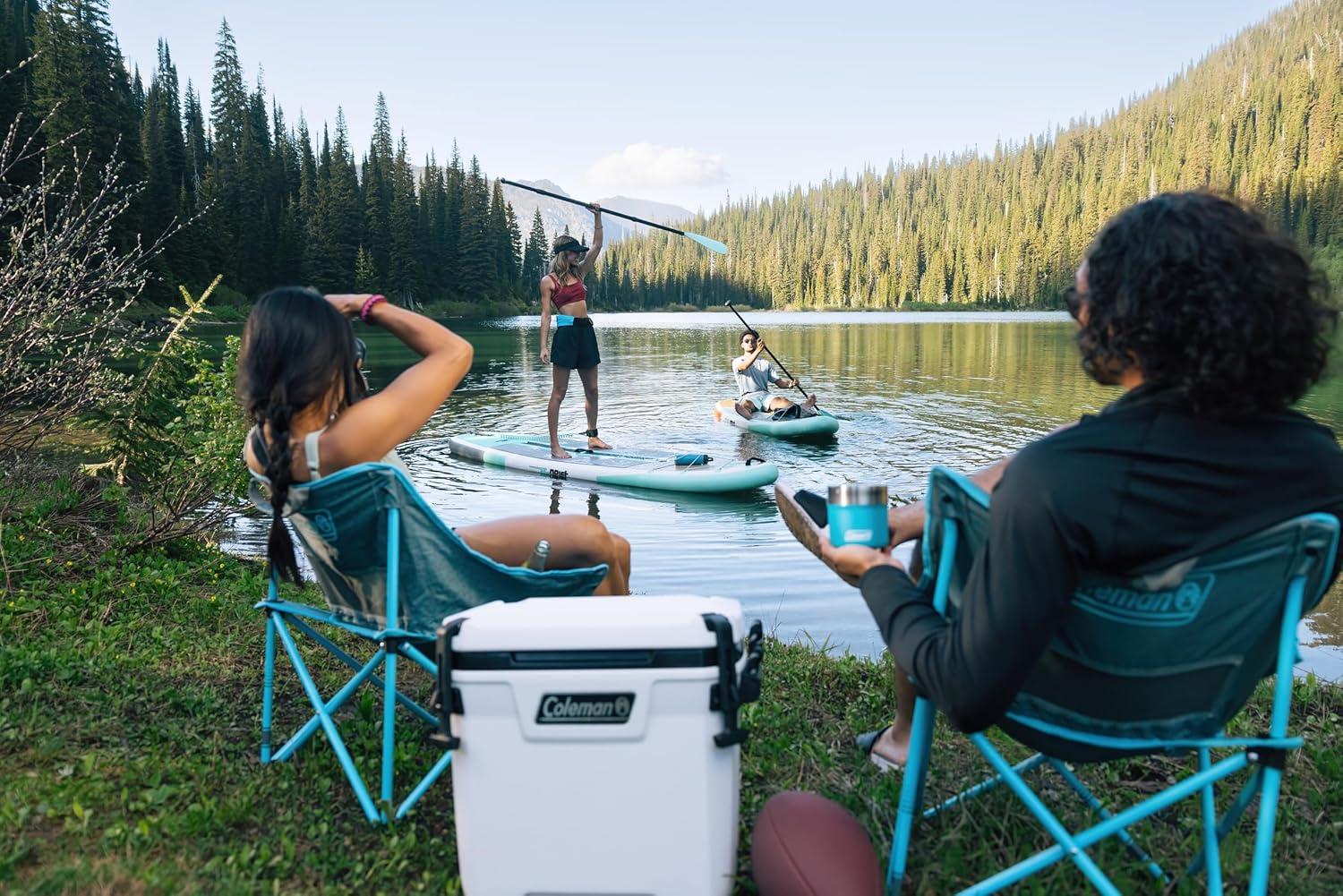 imageColeman Kickback Outdoor Folding Chair with Relaxed Back Rest ampamp Strong Steel Frame Portable for Camping Tailgating Beach Backyard ampamp More Carry Bag IncludedBlue
