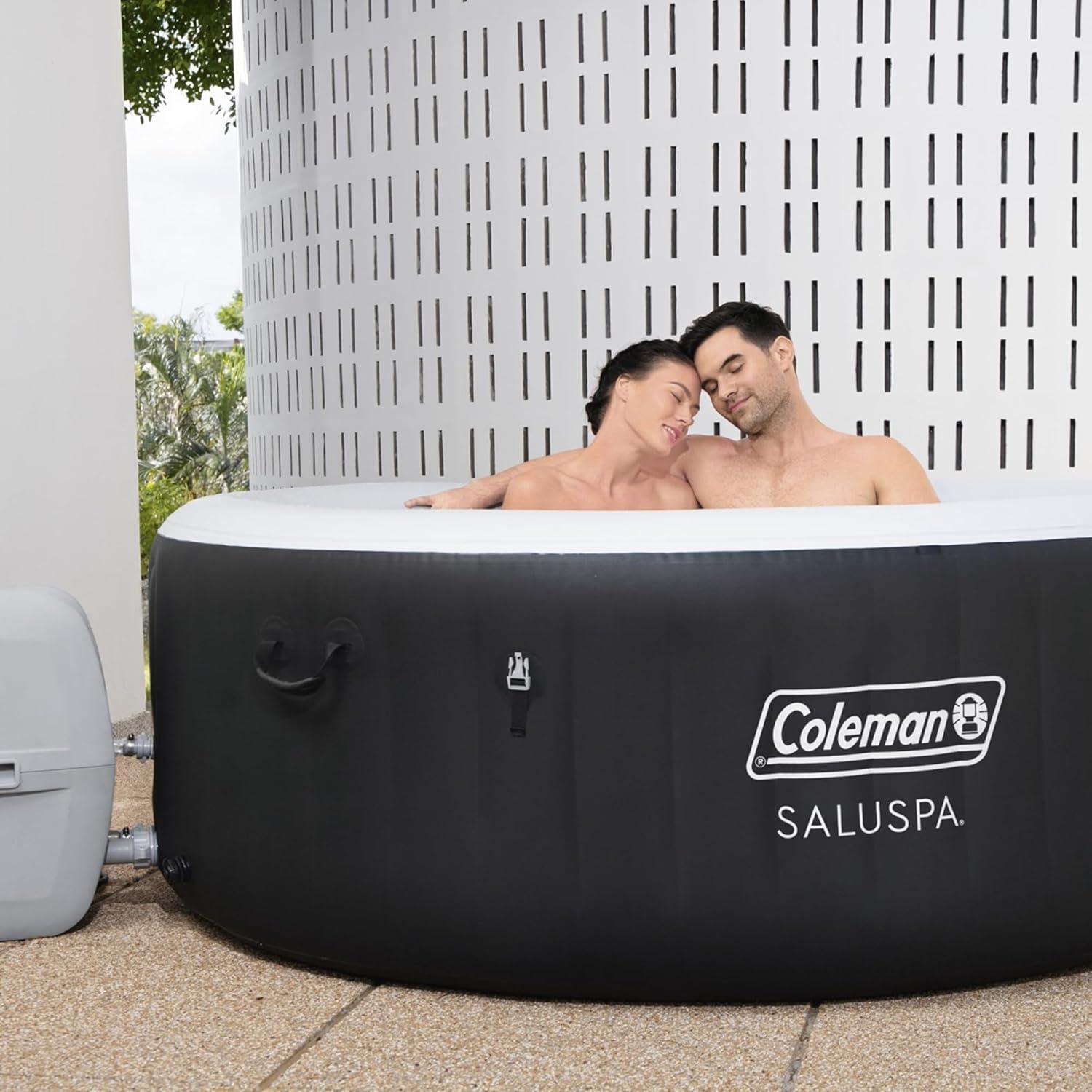 imageColeman Miami AirJet Large Round 2 to 4 Person Inflatable Hot Tub Portable Outdoor Spa with 120 AirJets and EnergySense Cover BlackBlack